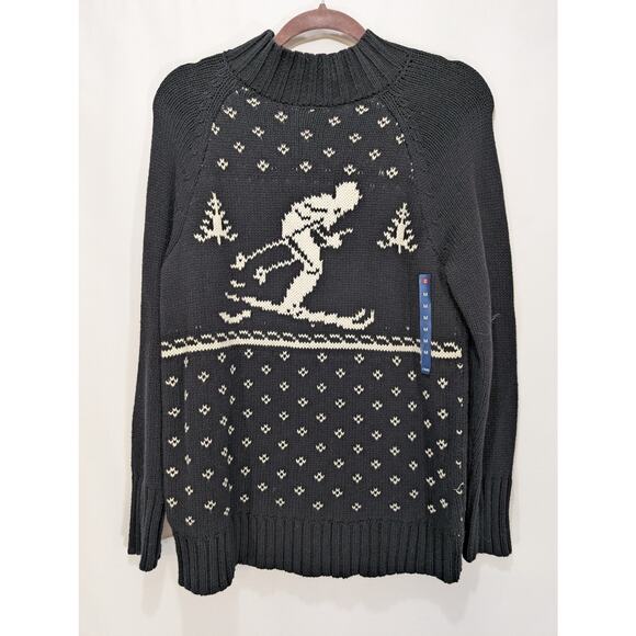 NWT Chaps Ski Sweater Black Fair Isle Winter Pullover Size M - Picture 1 of 8
